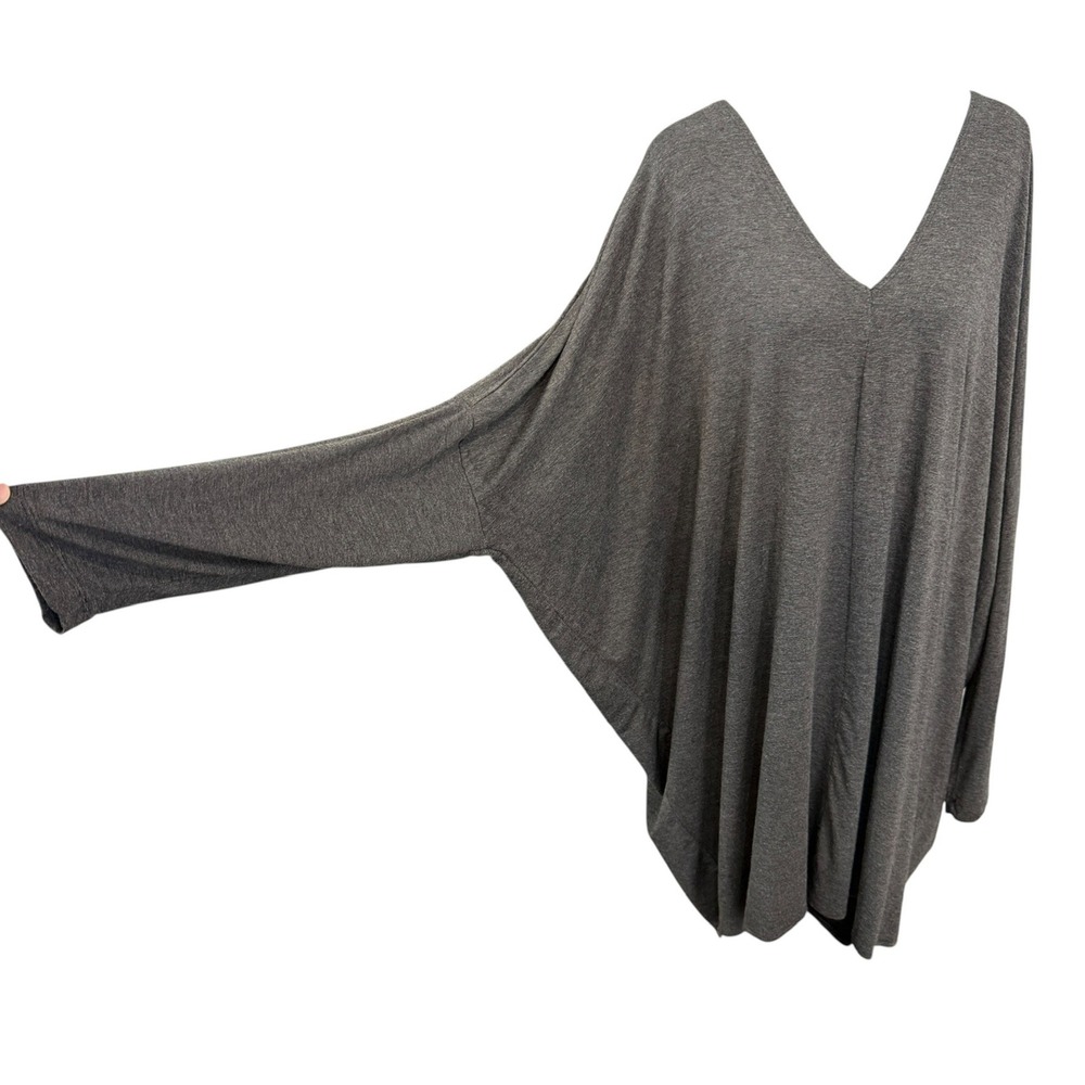 Bryn Walker Oversized Tunic Dress M Gray Dolman Sleeve Lagenlook USA Made